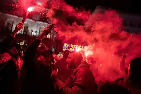 Celebration of Moroccan Fans Following World Cup Triumph